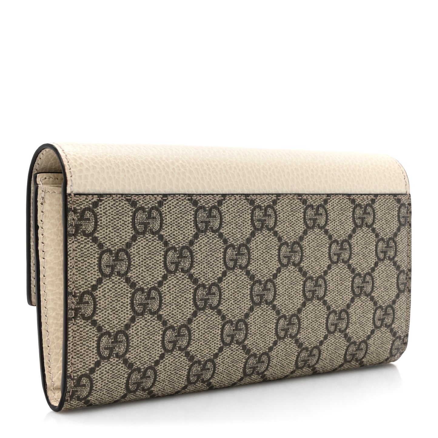 Dollar Calfskin GG Supreme Monogram GG Marmont Continental Wallet Mystic White Beige Ebony