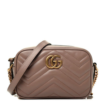 Gucci Calfskin Matelasse Mini GG Marmont Chain Shoulder Bag Porcelain Rose 1 of 9