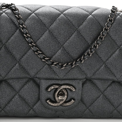 Chanel Metallic Calfskin Quilted Medium CC Eyelet Flap Dark Silver 8 of 11