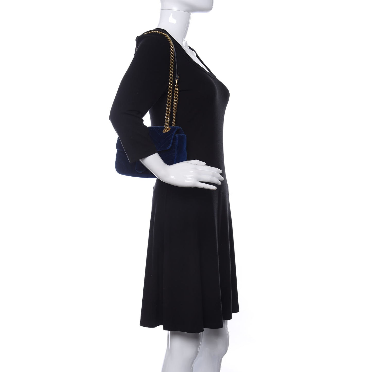 Velvet Matelasse Mini GG Marmont Shoulder Bag Cobalt Blue