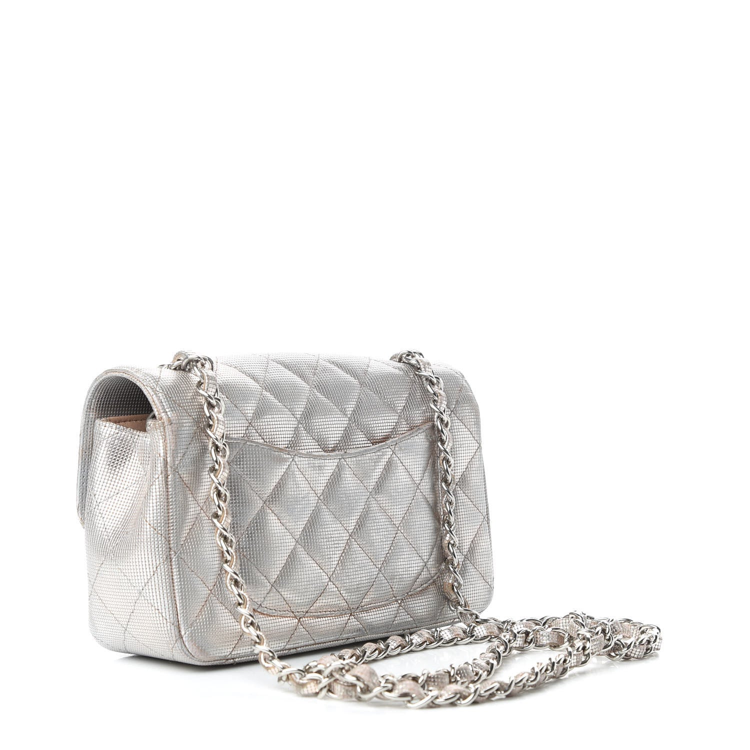 Chanel Metallic Calfskin Quilted Pixel Effect Mini Rectangular Flap Pinky Gold 3 of 9