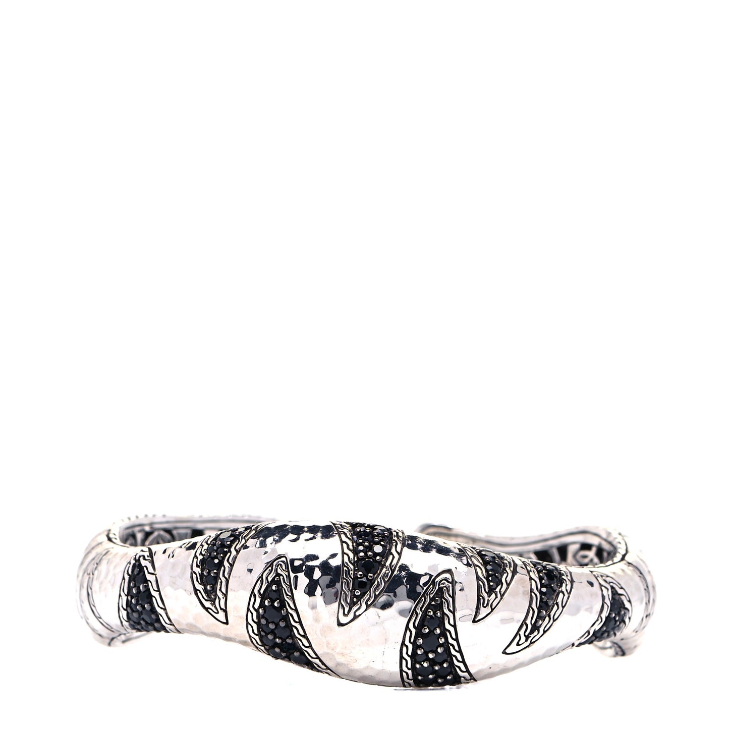 Sterling Silver Black Sapphire Palu Macan Tiger Stripe Cuff Bracelet