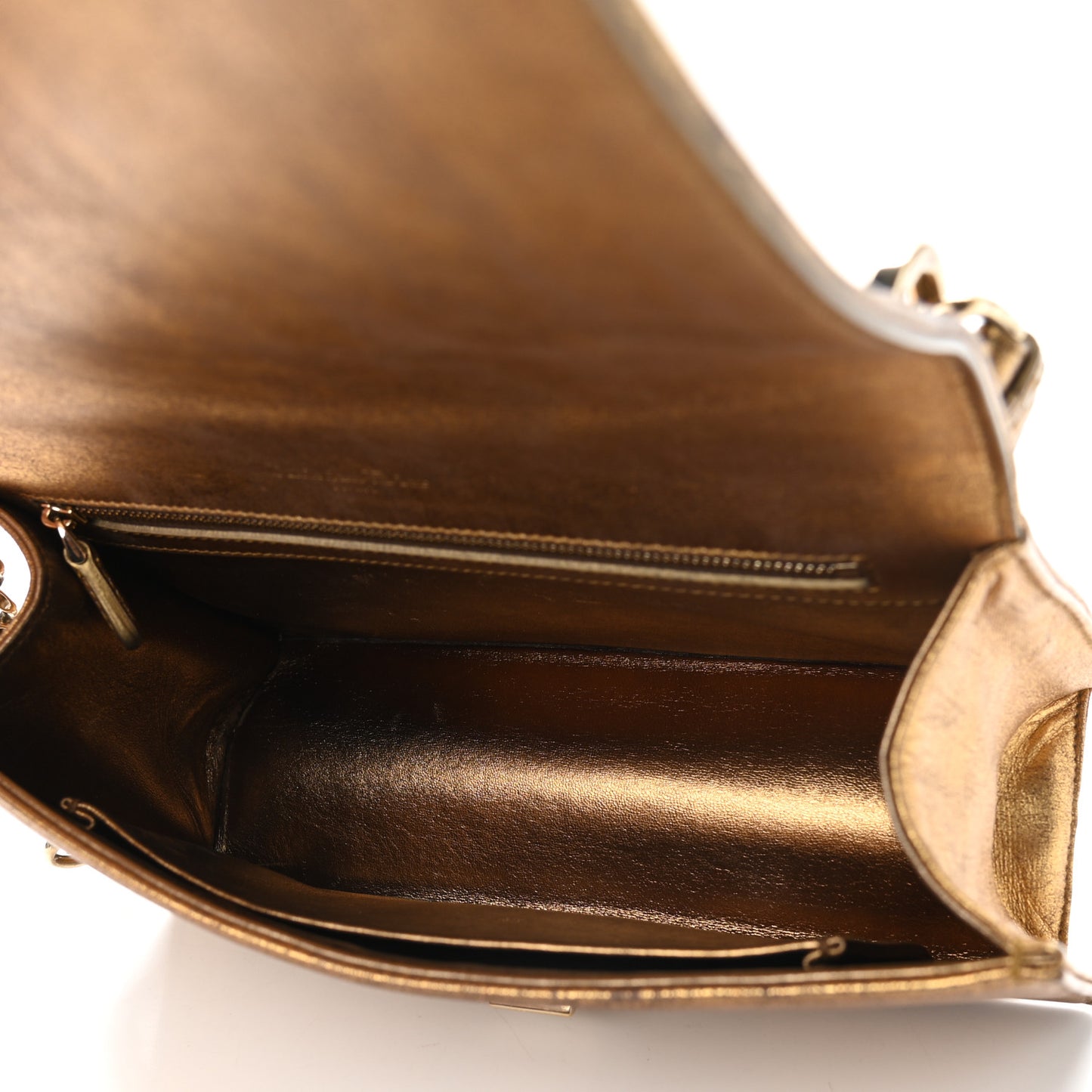 Metallic Brushed Calfskin Medium Diorama Flap Bag Gold