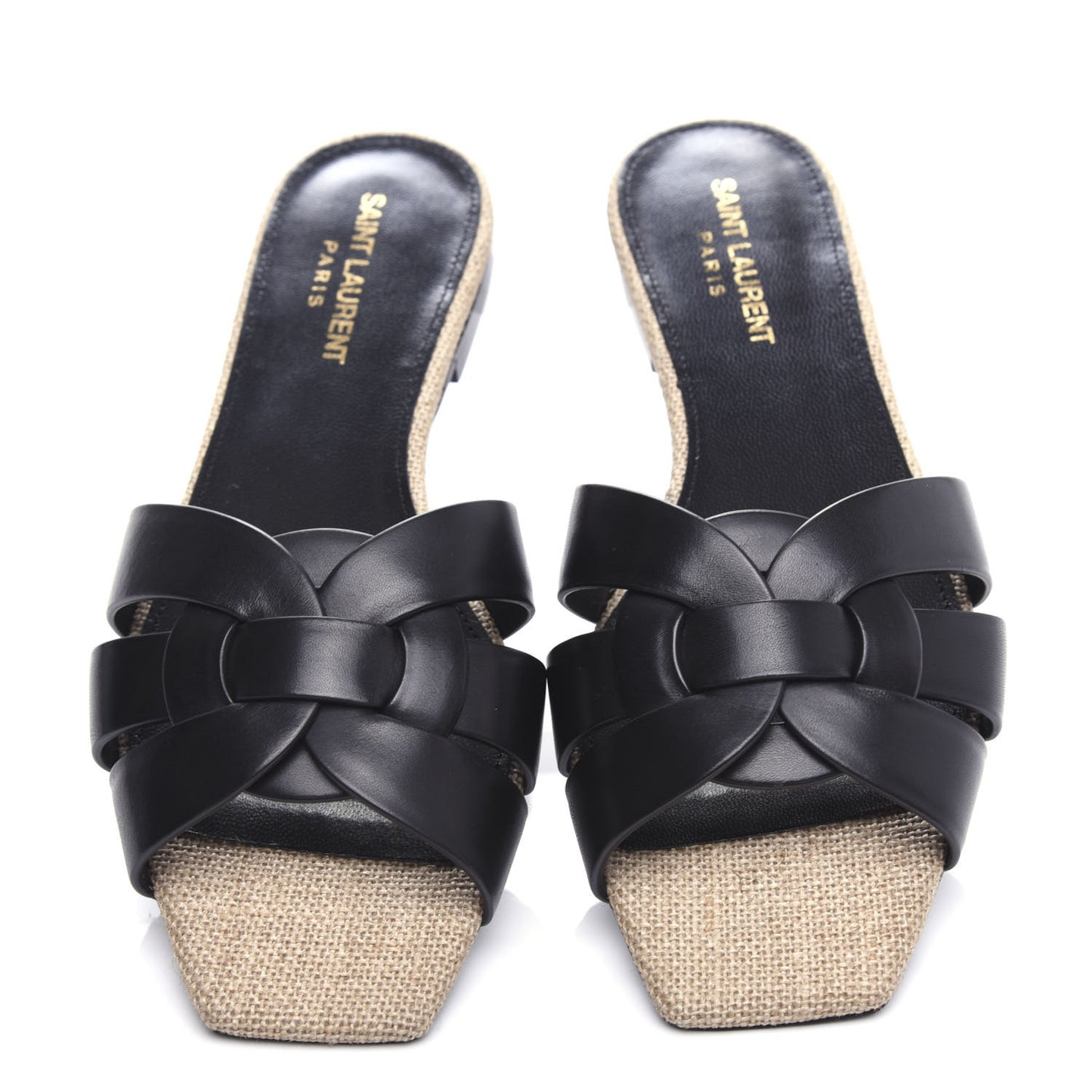 Calfskin Rope Tribute 05 Slide Sandals 38 Black