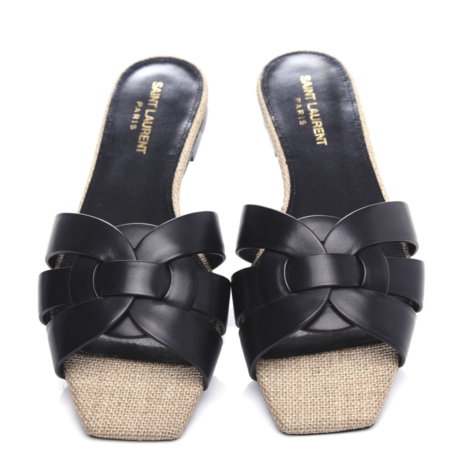 Saint Laurent Calfskin Rope Tribute 05 Slide Sandals 38 Black 5 of 10