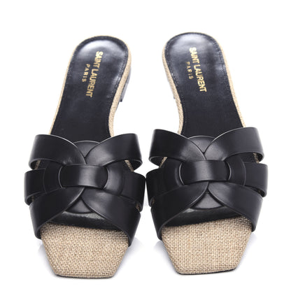 Saint Laurent Calfskin Rope Tribute 05 Slide Sandals 38 Black 5 of 10