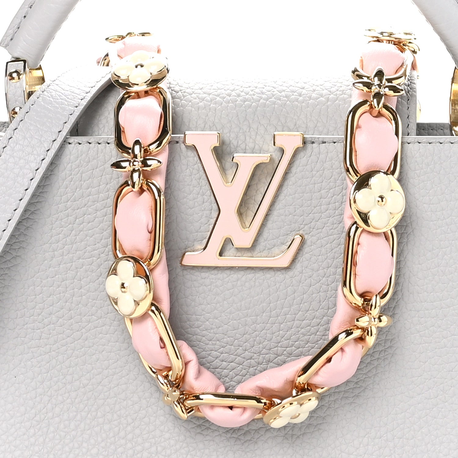 Louis Vuitton Taurillon Enamel Blossom Chain Capucines BB Ice Grey 7 of 10