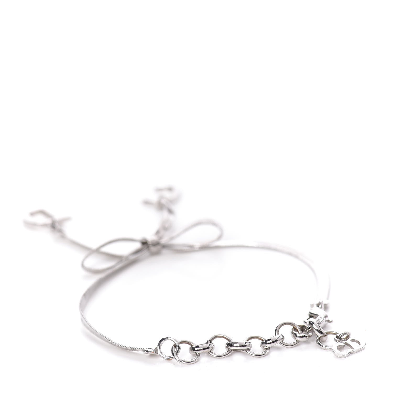 Christian Dior Bow CD Logo Bracelet Silver 3 of 7