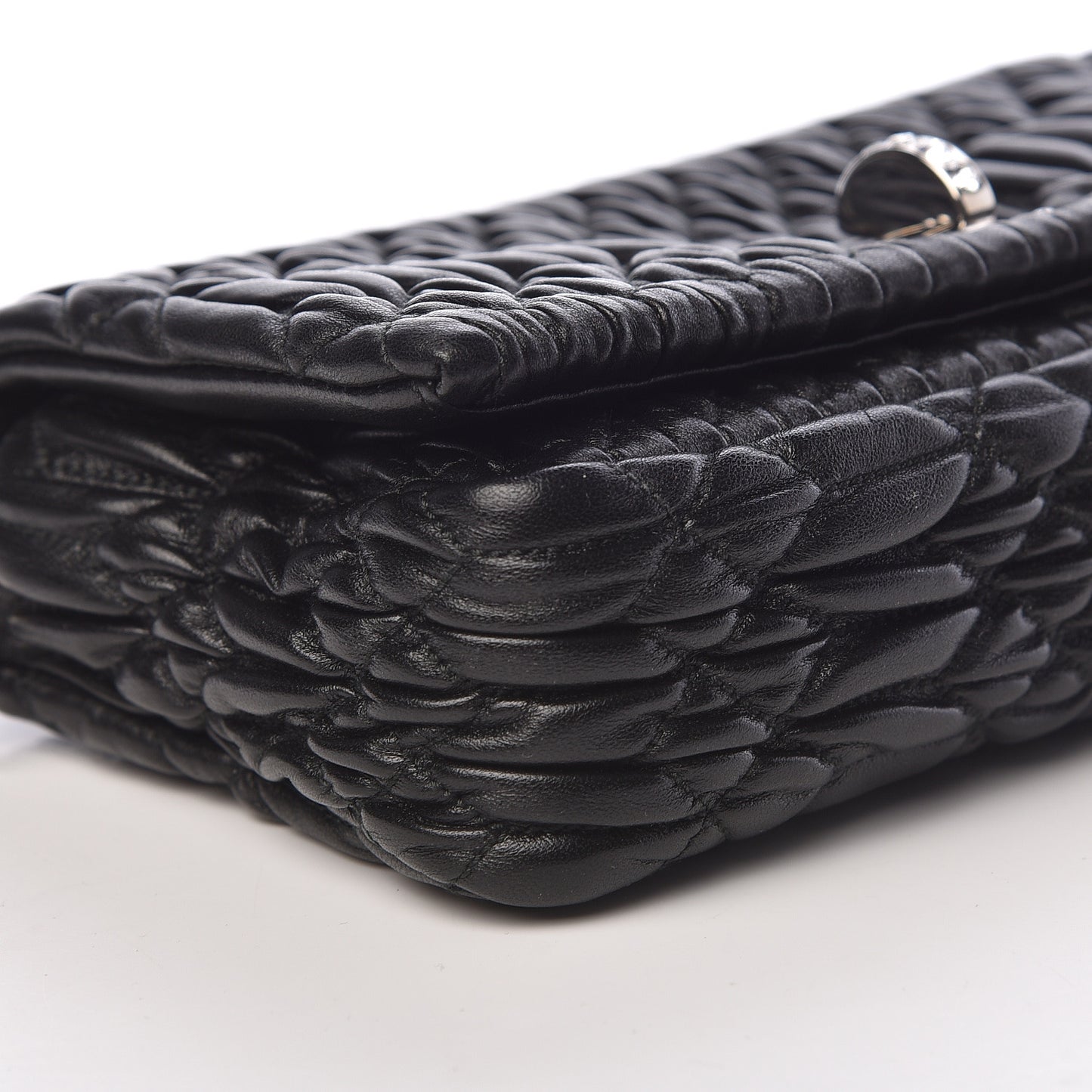 Nappa Matelasse Crystal Pearl Flap Clutch Black