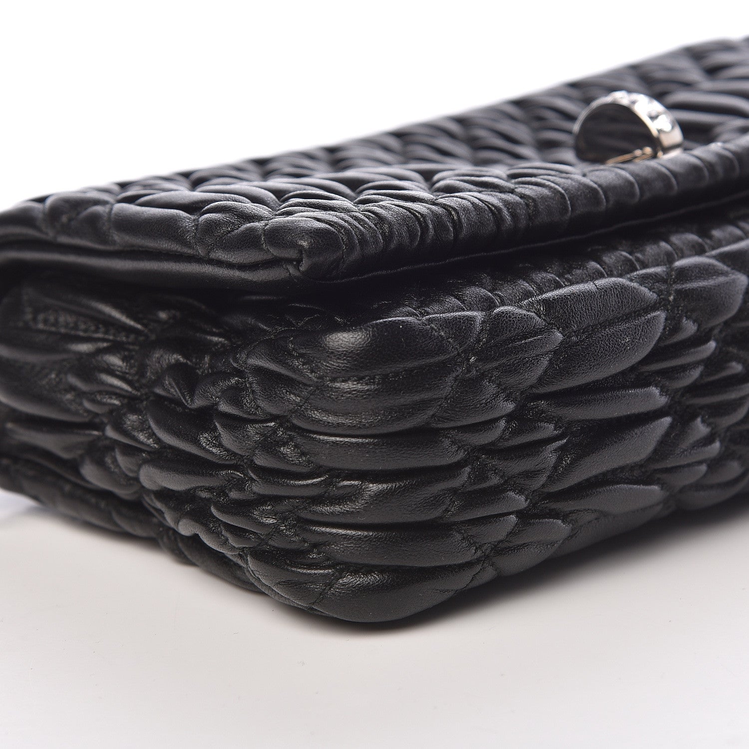 Miu Miu Nappa Matelasse Crystal Pearl Flap Clutch Black 9 of 10