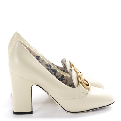 Gucci Malaga Kid GG Victoire 95mm Loafer Pumps 38.5 Vintage White 4 of 10