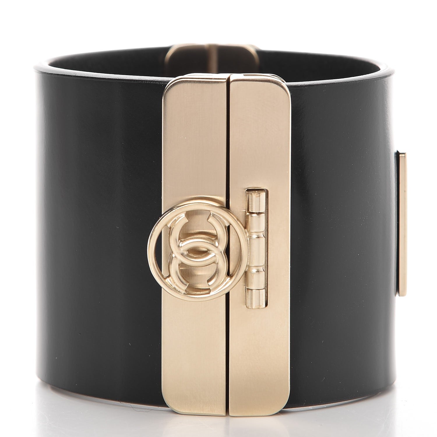 Chanel Glazed Calfskin CC Wide Cuff Black 4 of 6