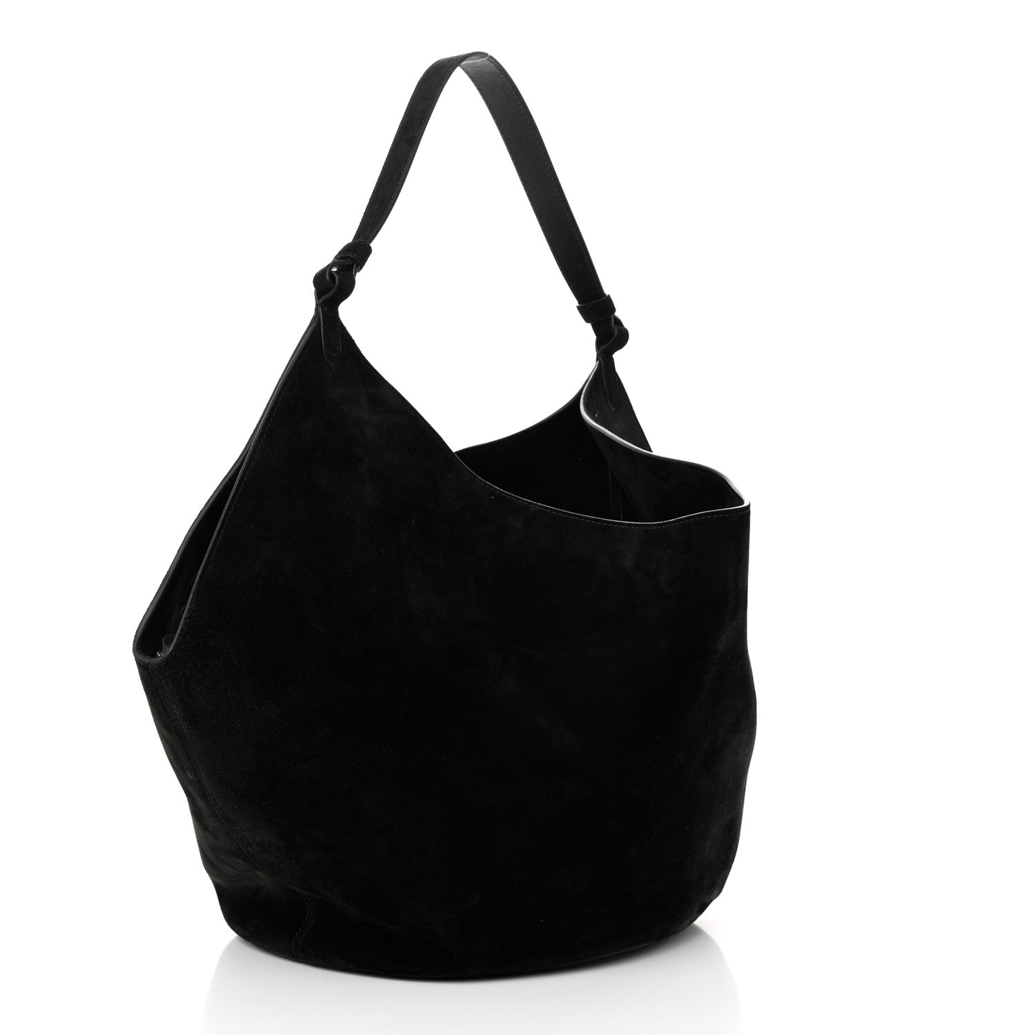 Khaite Suede Calfskin Medium Lotus Tote Black 3 of 9