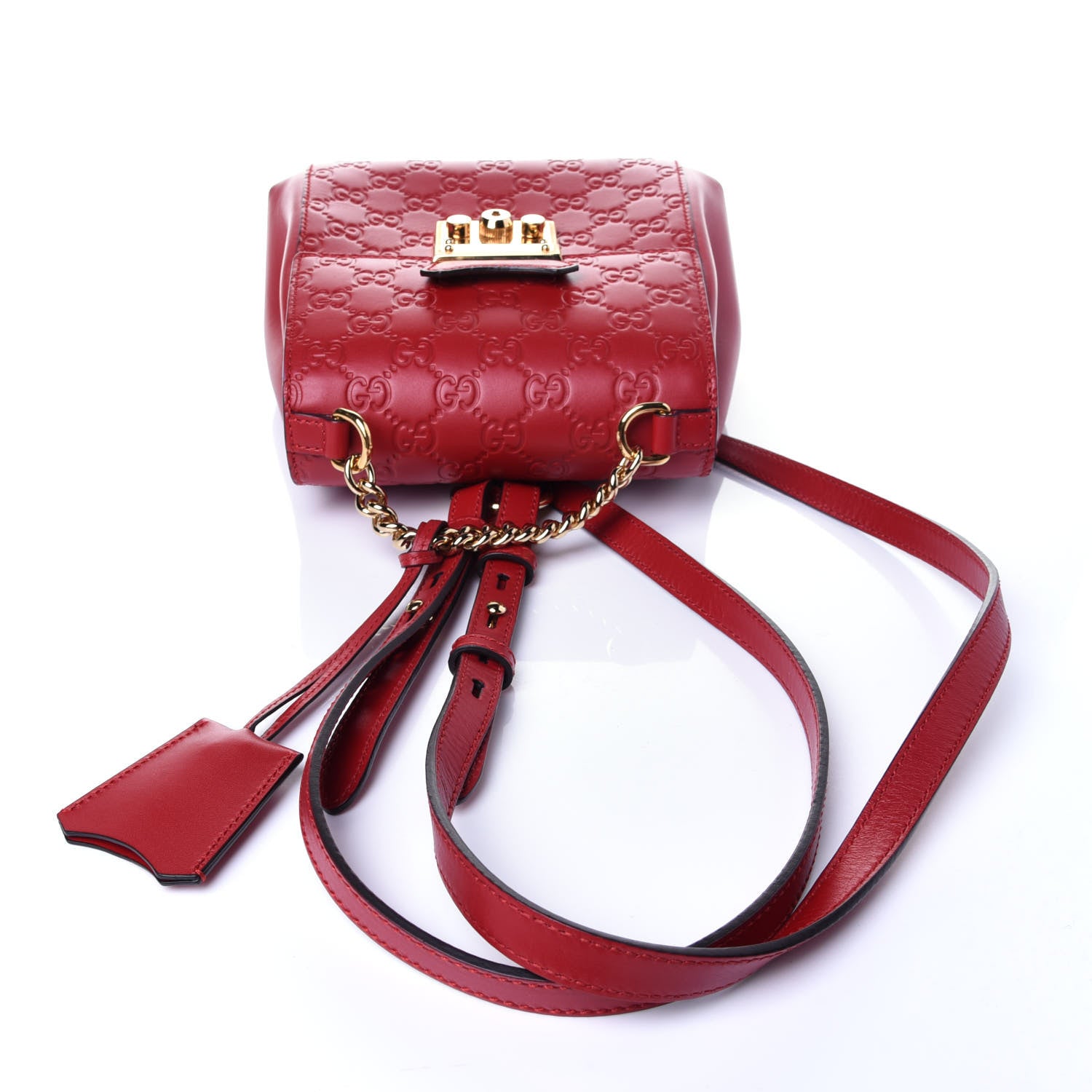 Gucci Guccissima Signature Padlock Backpack Hibiscus Red 9 of 14