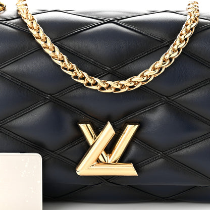 Louis Vuitton Lambskin Malletage Top Handle GO-14 MM Bleu Marine 7 of 9