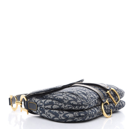 Christian Dior Monogram Double Saddle Bag Navy Blue 4 of 13