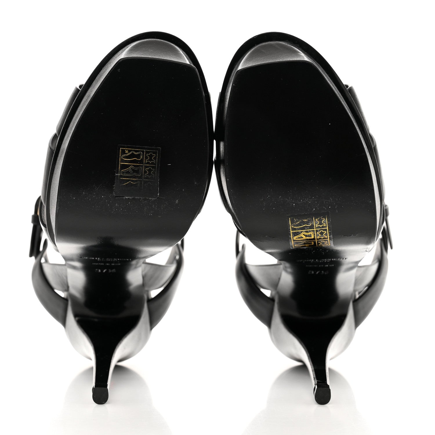 Saint Laurent Calfskin Tribute 105 Platform Sandals 37.5 Black 5 of 8