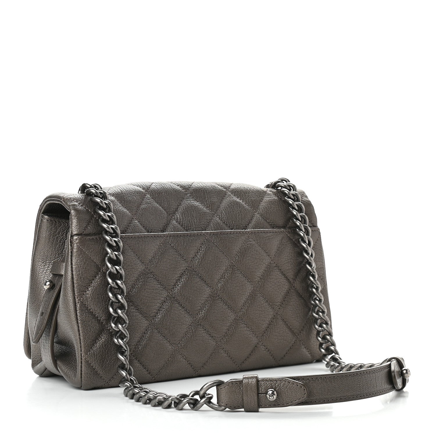 Chanel Metallic Goatskin Quilted Medium City Rock Flap Silver 2 of 9