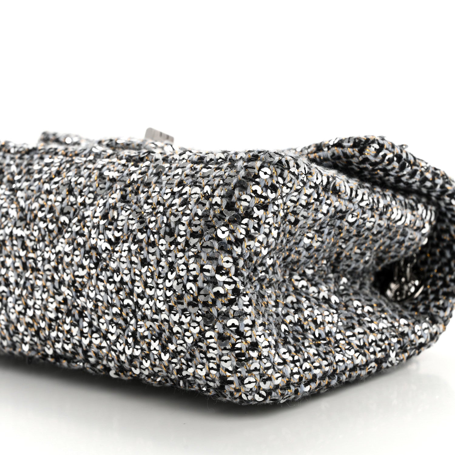 Chanel Tweed Quilted 2.55 Reissue Mini Flap Silver Black Gold 9 of 9