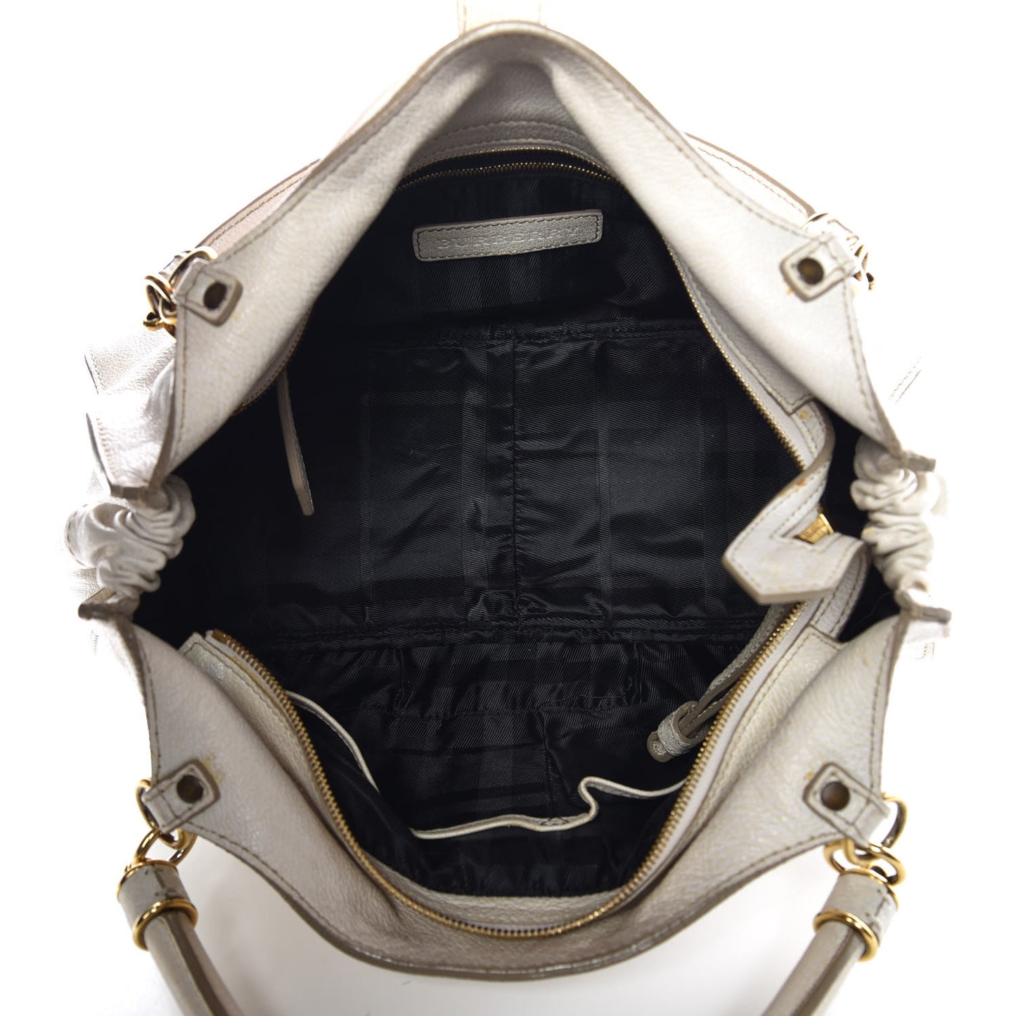 Grainy Calfskin Medium Landscape Tote Alabaster