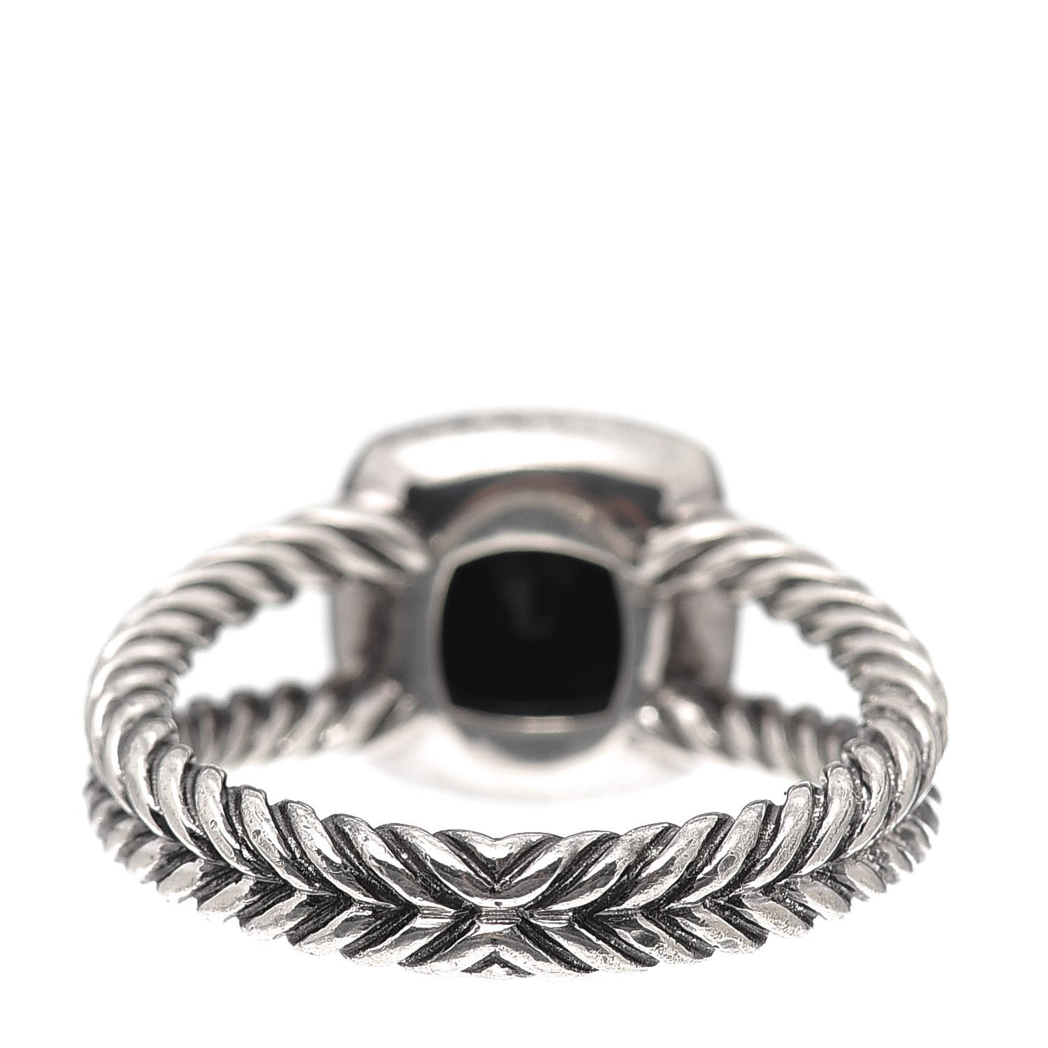 David Yurman Sterling Silver Diamond Black Onyx 7mm Petite Albion Ring 57 8 4 of 6