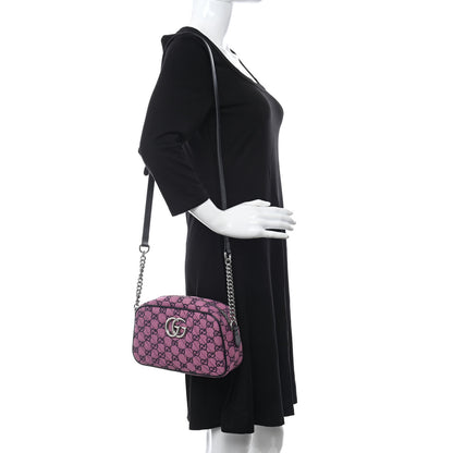Gucci Monogram Multicolor Matelasse Diagonal Small GG Marmont Chain Shoulder Bag Pink Blue 2 of 11