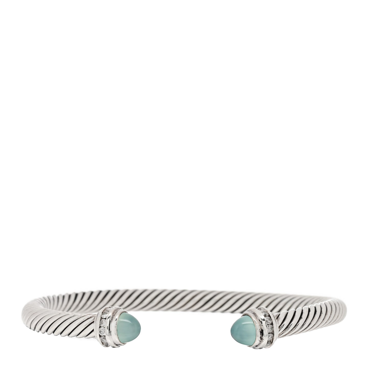 Sterling Silver Diamond Chalcedony 5mm Cable Classics Bracelet