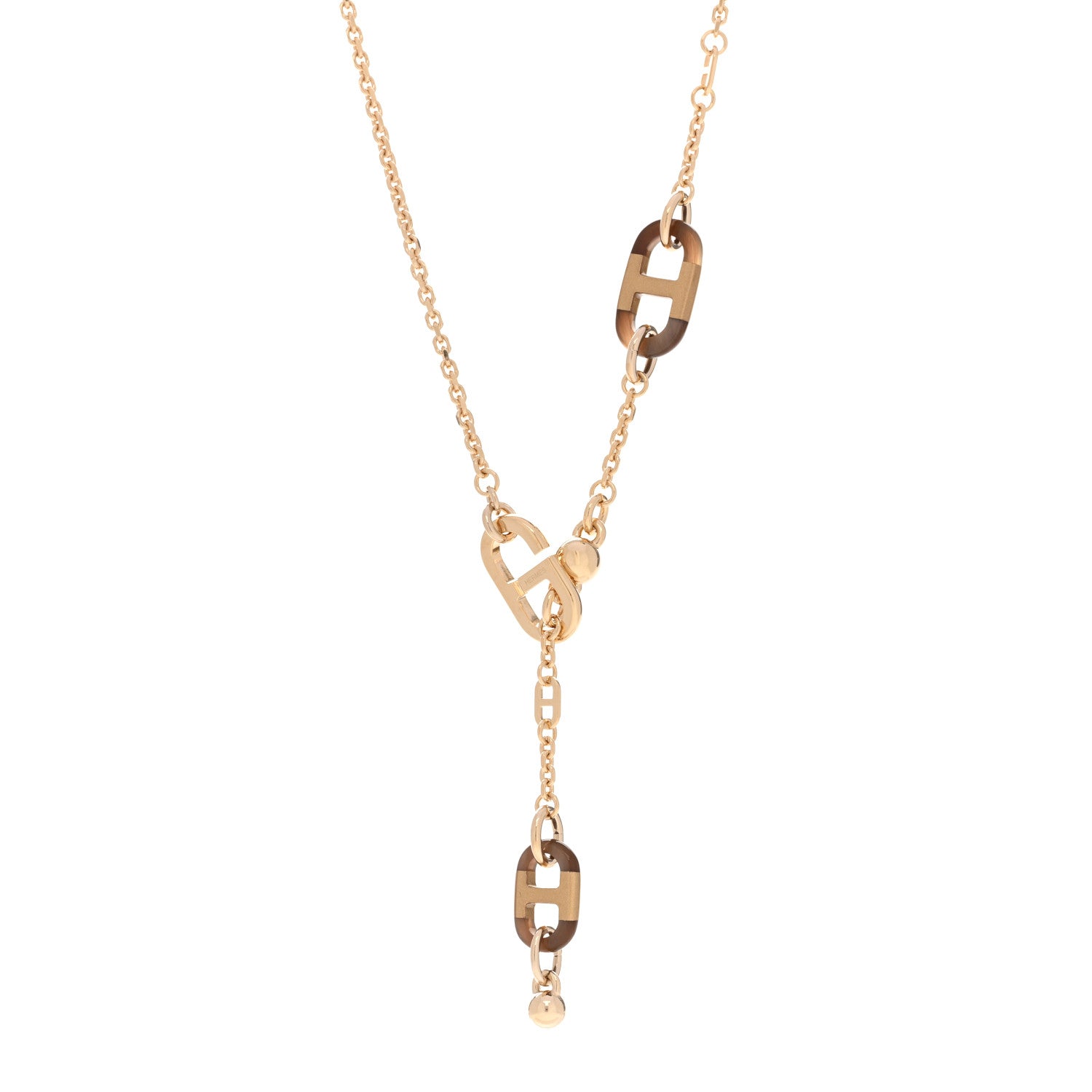 Hermes Lacquered Horn Permabrass Sur Mer Necklace Small Model Gold Black 4 of 7