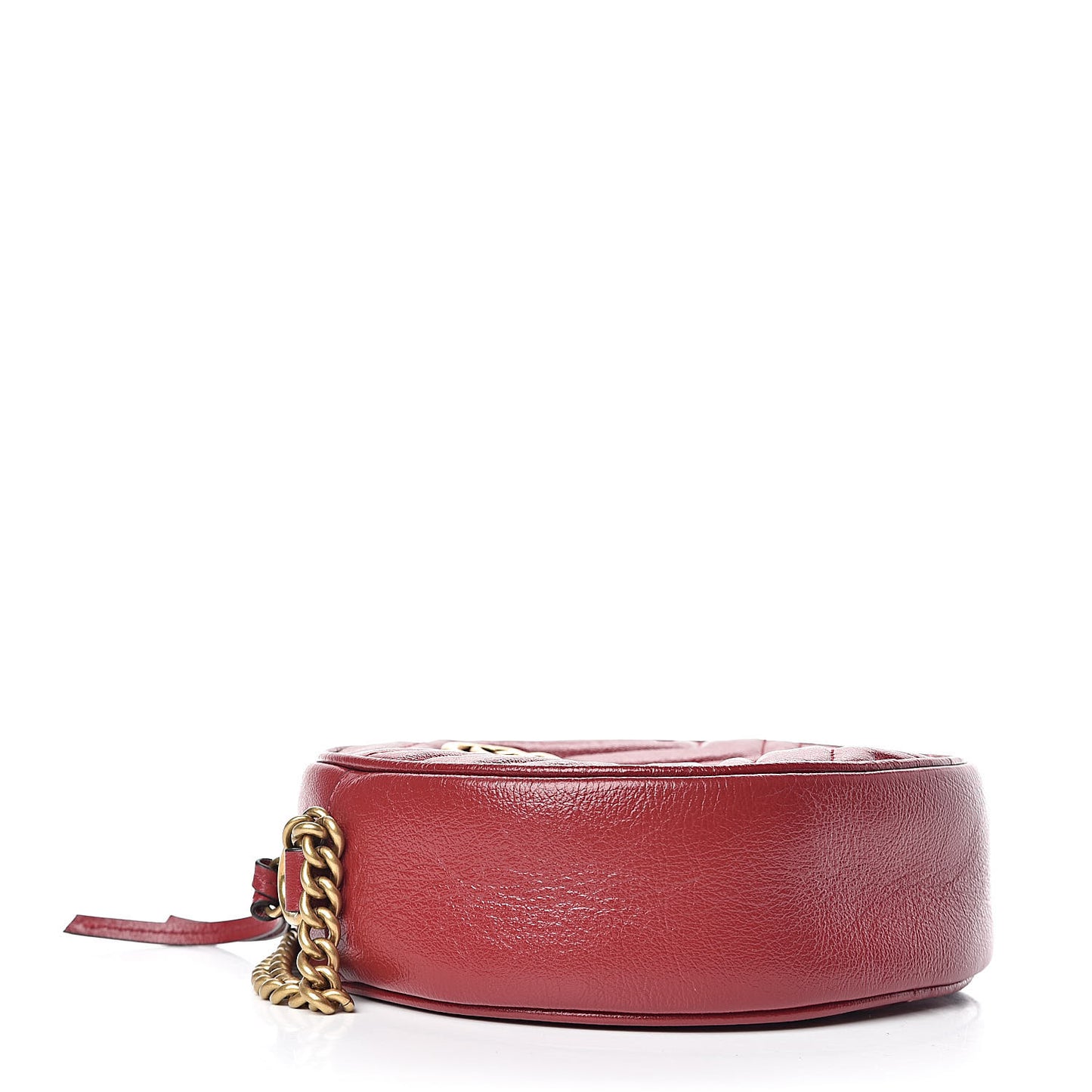 Glazed Calfskin Matelasse Heart Mini GG Marmont Round Shoulder Bag Romantic Cerise