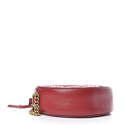 Gucci Glazed Calfskin Matelasse Heart Mini GG Marmont Round Shoulder Bag Romantic Cerise 4 of 10