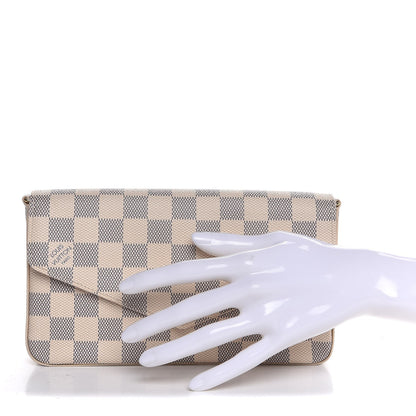Louis Vuitton Damier Azur Pochette Felicie Chain Wallet Rose Ballerine 2 of 9