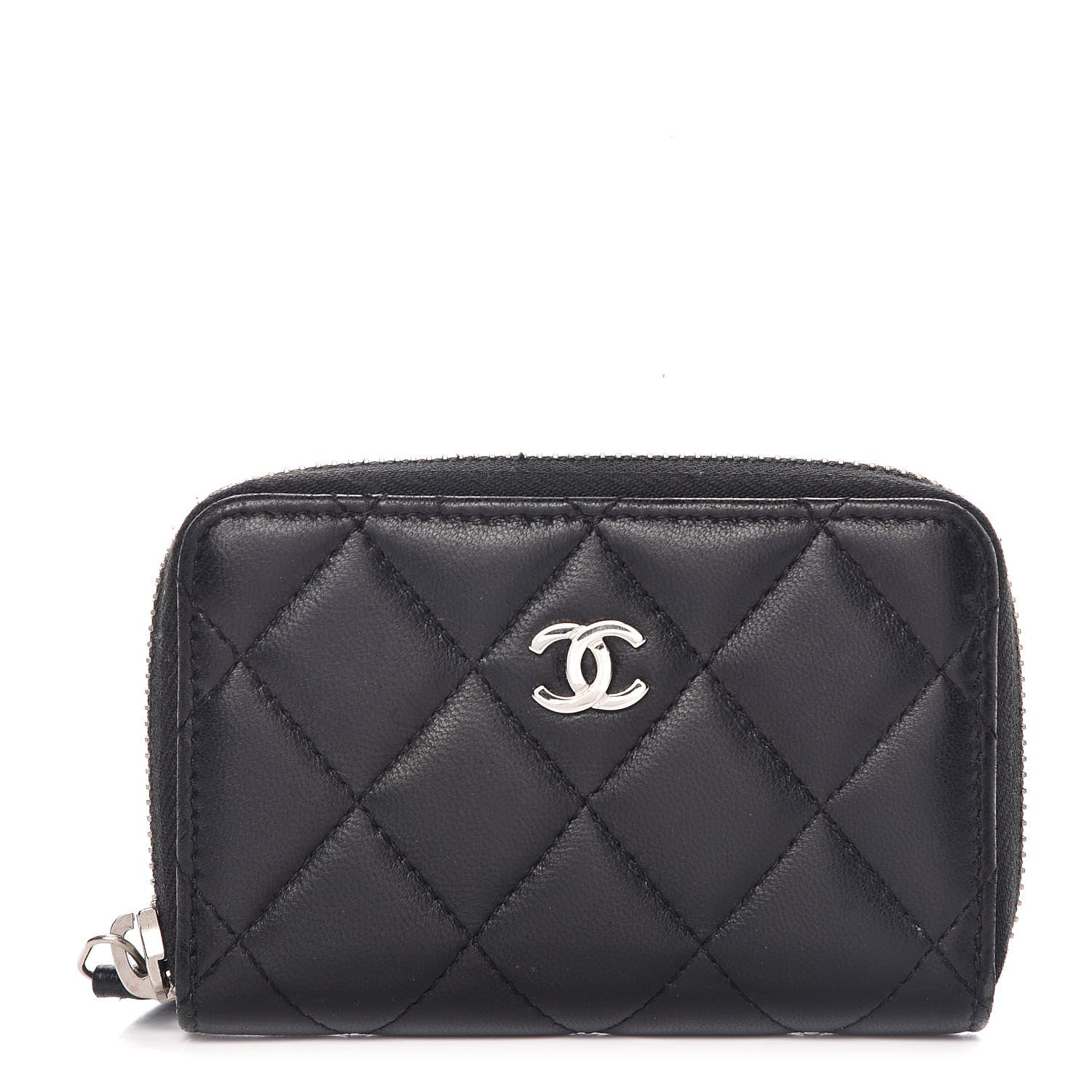Chanel Lambskin Quilted Zip Coin Purse Black 1 of 11