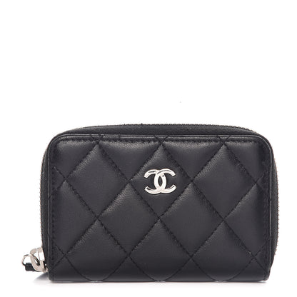 Chanel Lambskin Quilted Zip Coin Purse Black 1 of 11