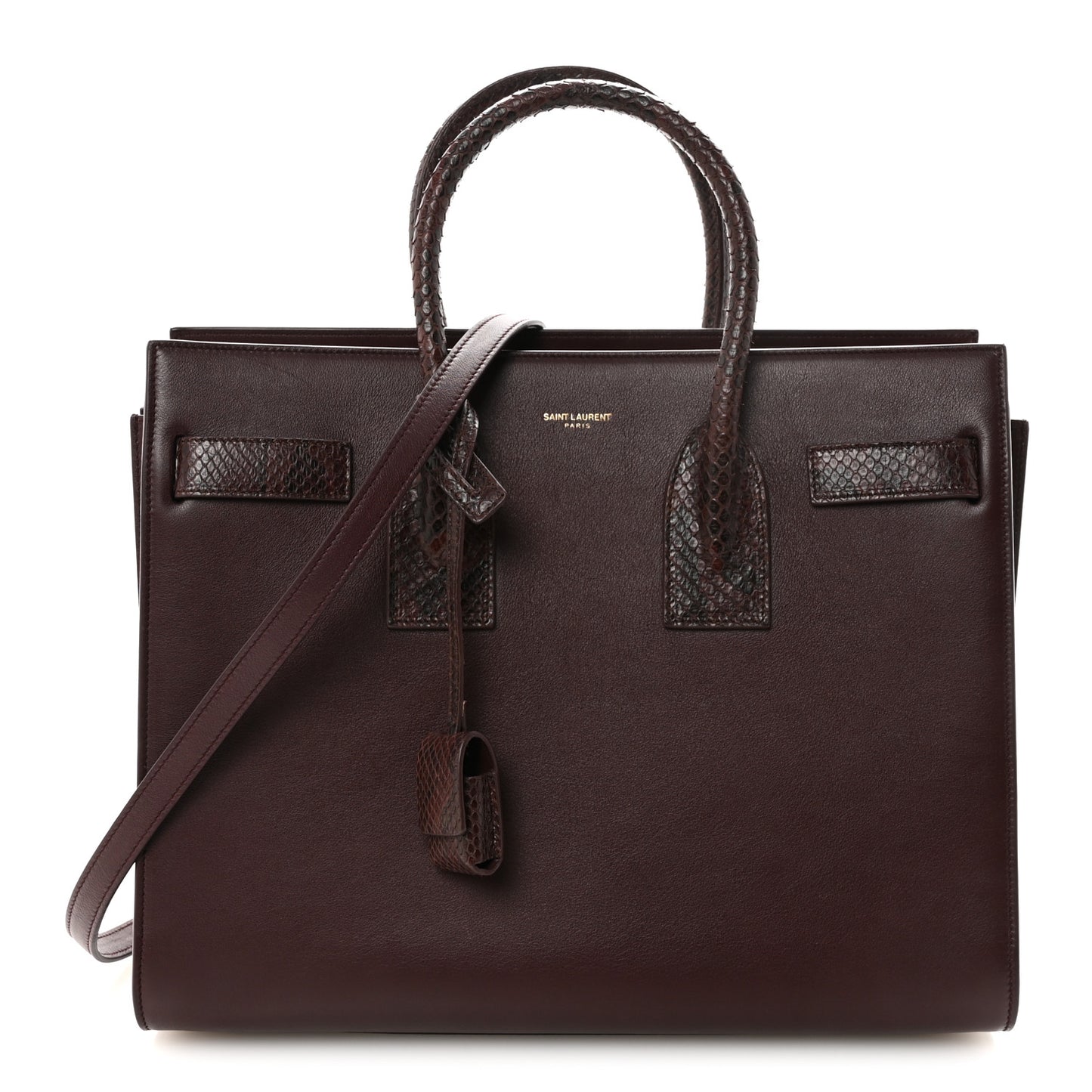 Calfskin Snakeskin Small Sac De Jour Burgundy