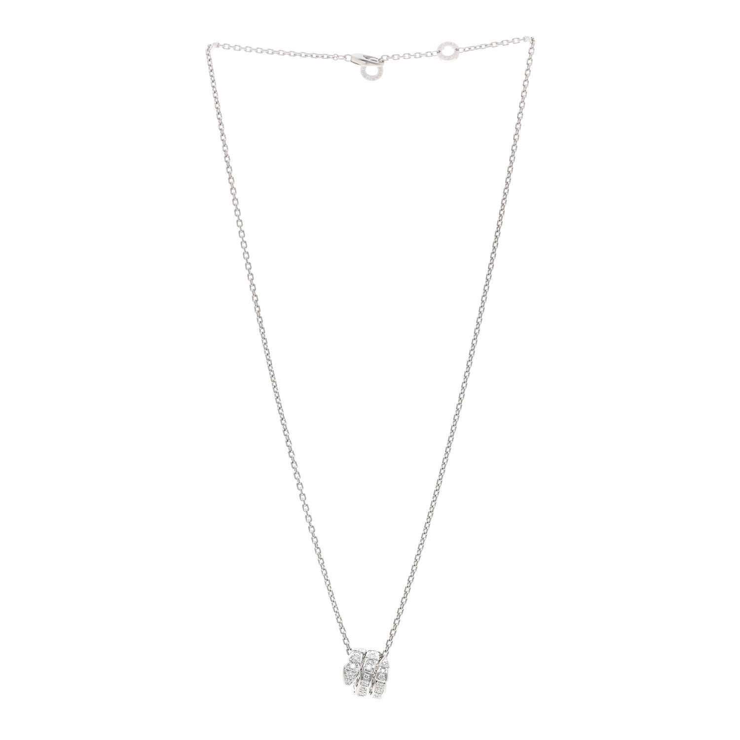 Bulgari 18K White Gold Diamond Serpenti Viper Pave Pendant Necklace 3 of 4