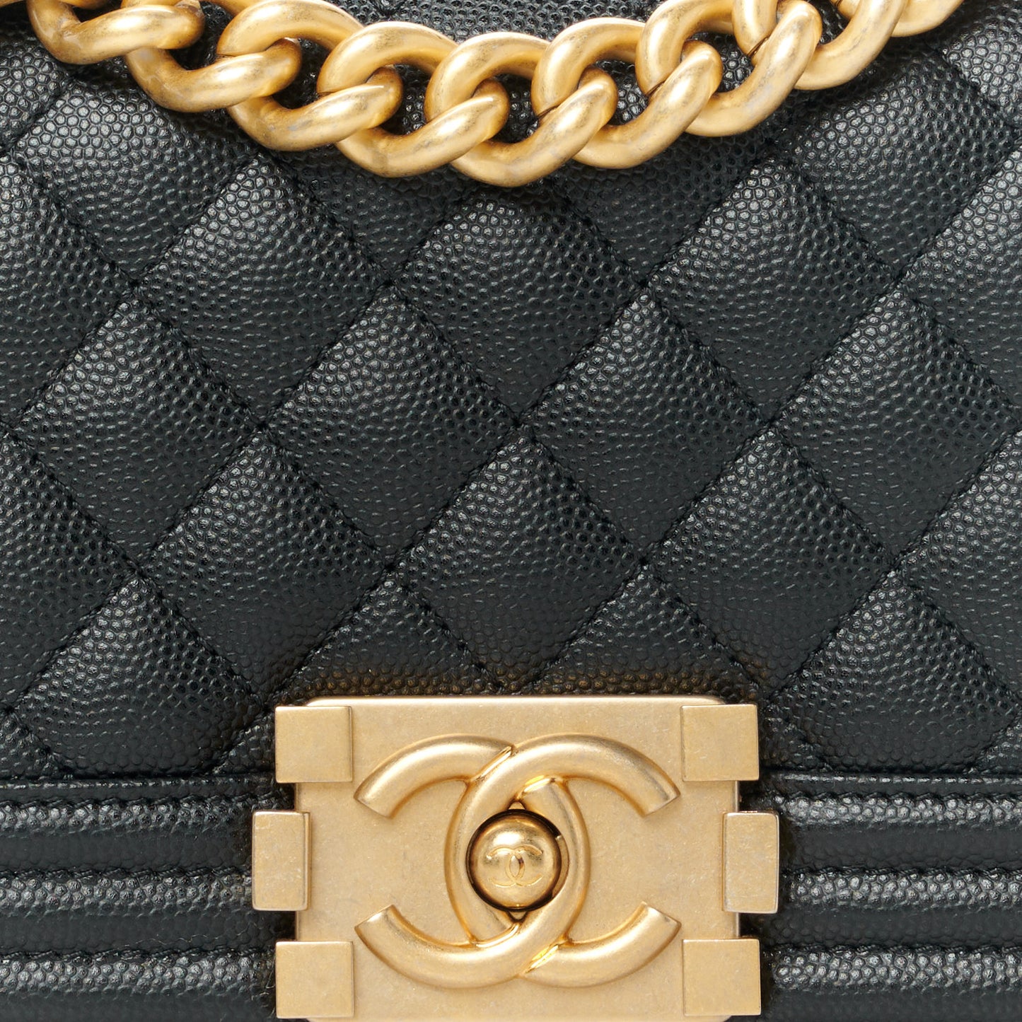 Caviar Quilted Small Boy Flap Black