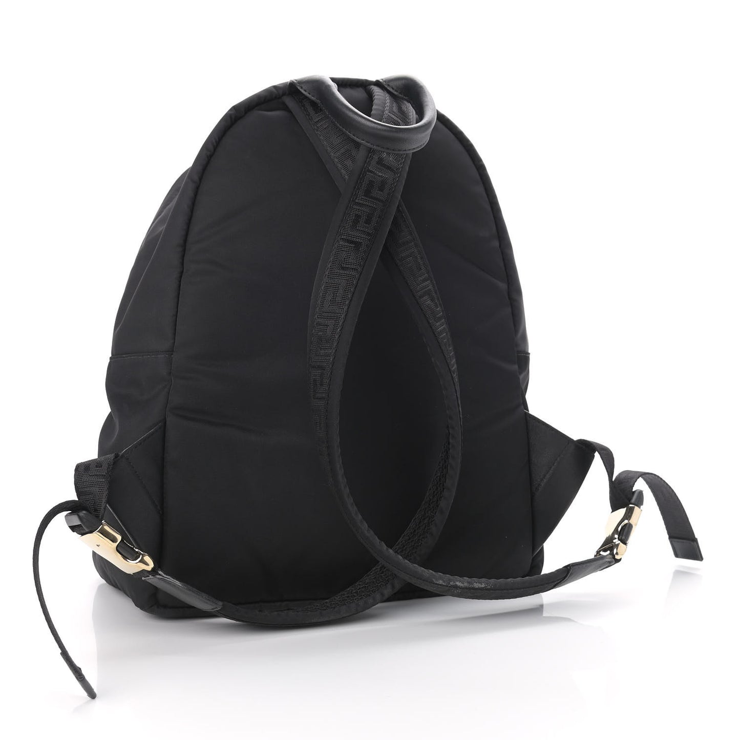 Nylon Goatskin Studded Palazzo Medusa Backpack Black