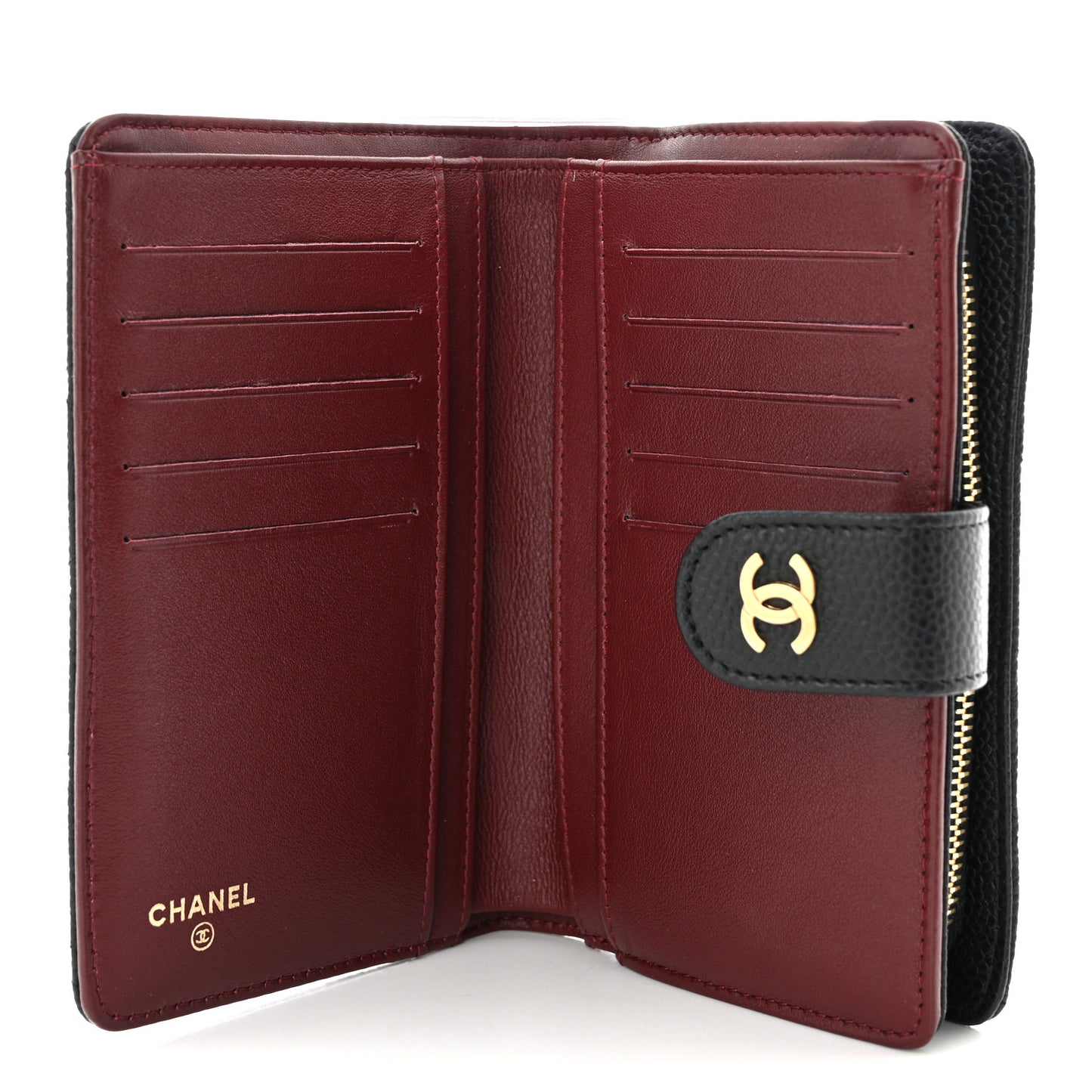 Caviar Quilted Zipped Pocket Wallet Black