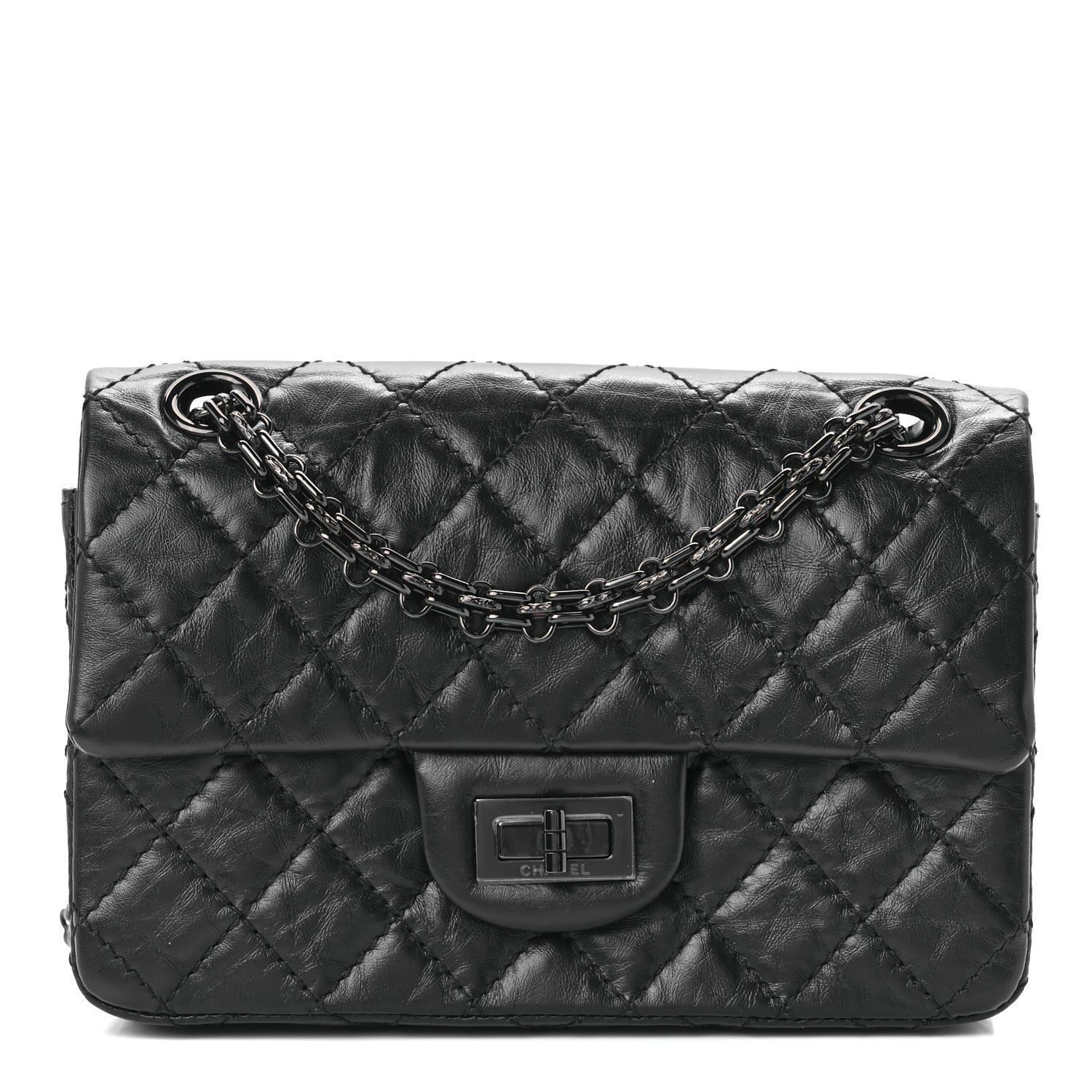 Chanel Aged Calfskin Quilted 2.55 Reissue Mini Flap So Black 1 of 10