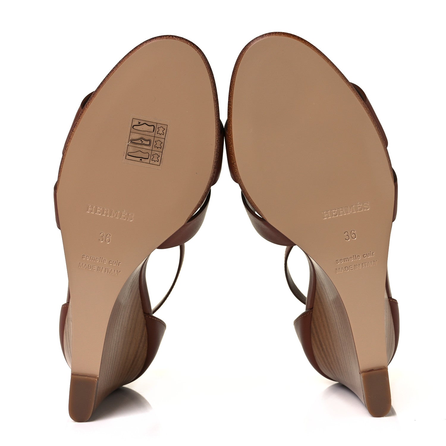 Hermes Calfskin Legend Wedge Sandals 36 Gold 5 of 9