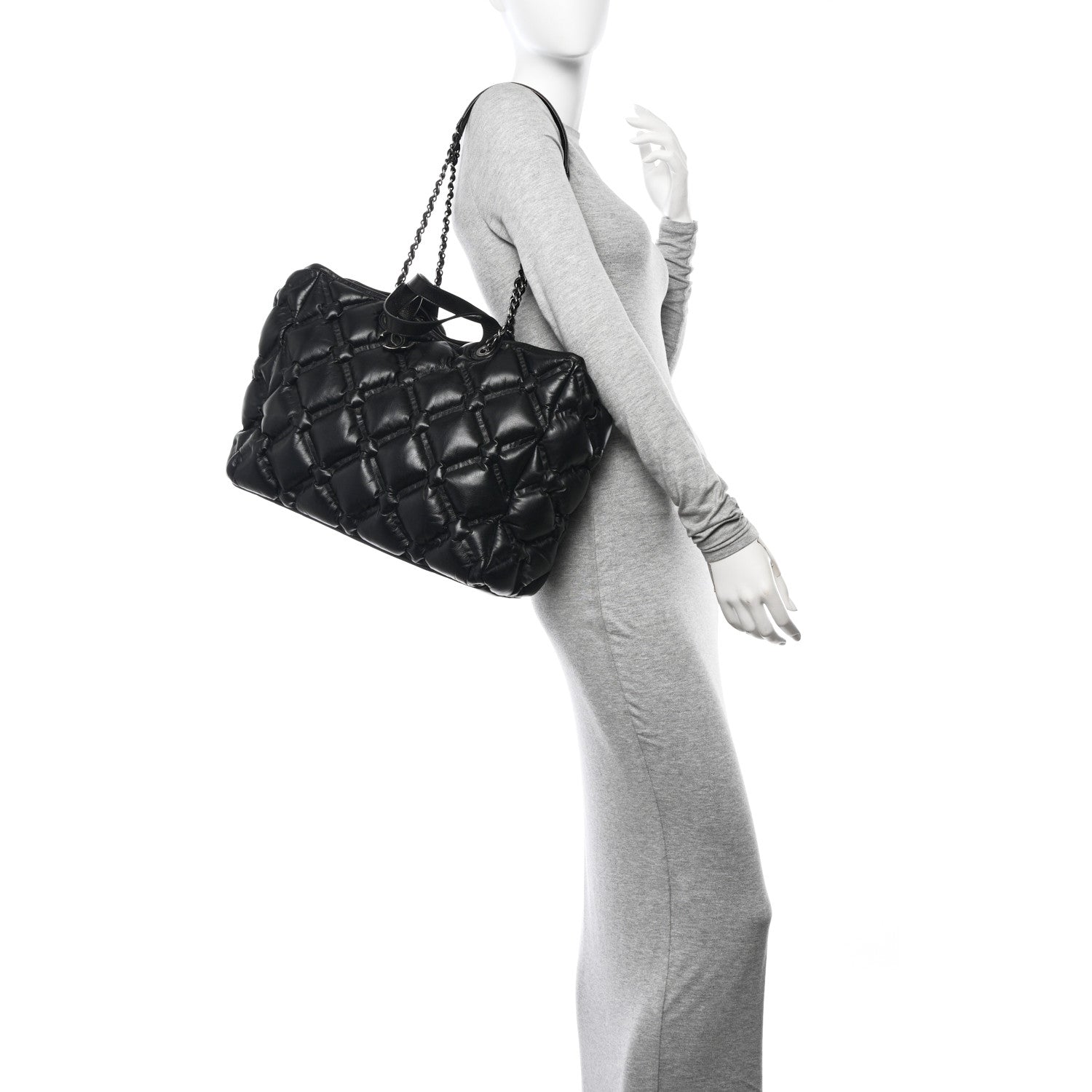Chanel Calfskin Quilted Large Chesterfield Tote Black 2 of 12