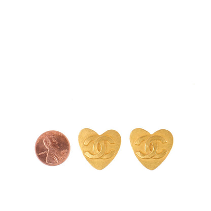 Chanel CC Heart Clip On Earrings Gold 2 of 5