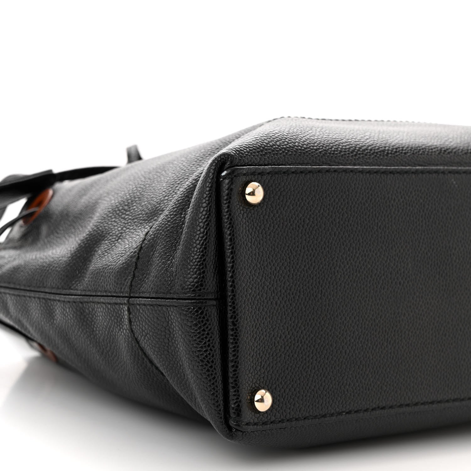 Chanel Caviar Wood CC Drawstring Bucket Bag Black 9 of 11