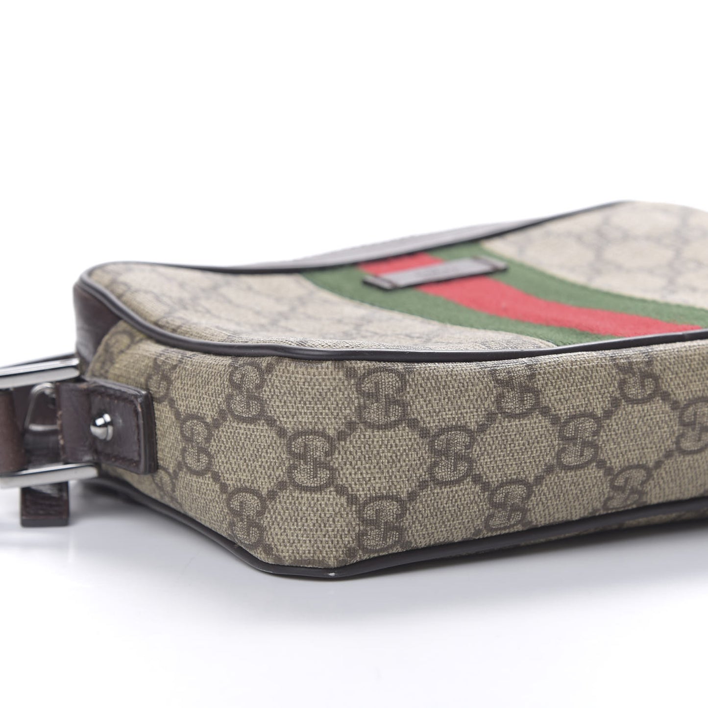 GG Supreme Monogram Canvas Web Shoulder Bag Brown