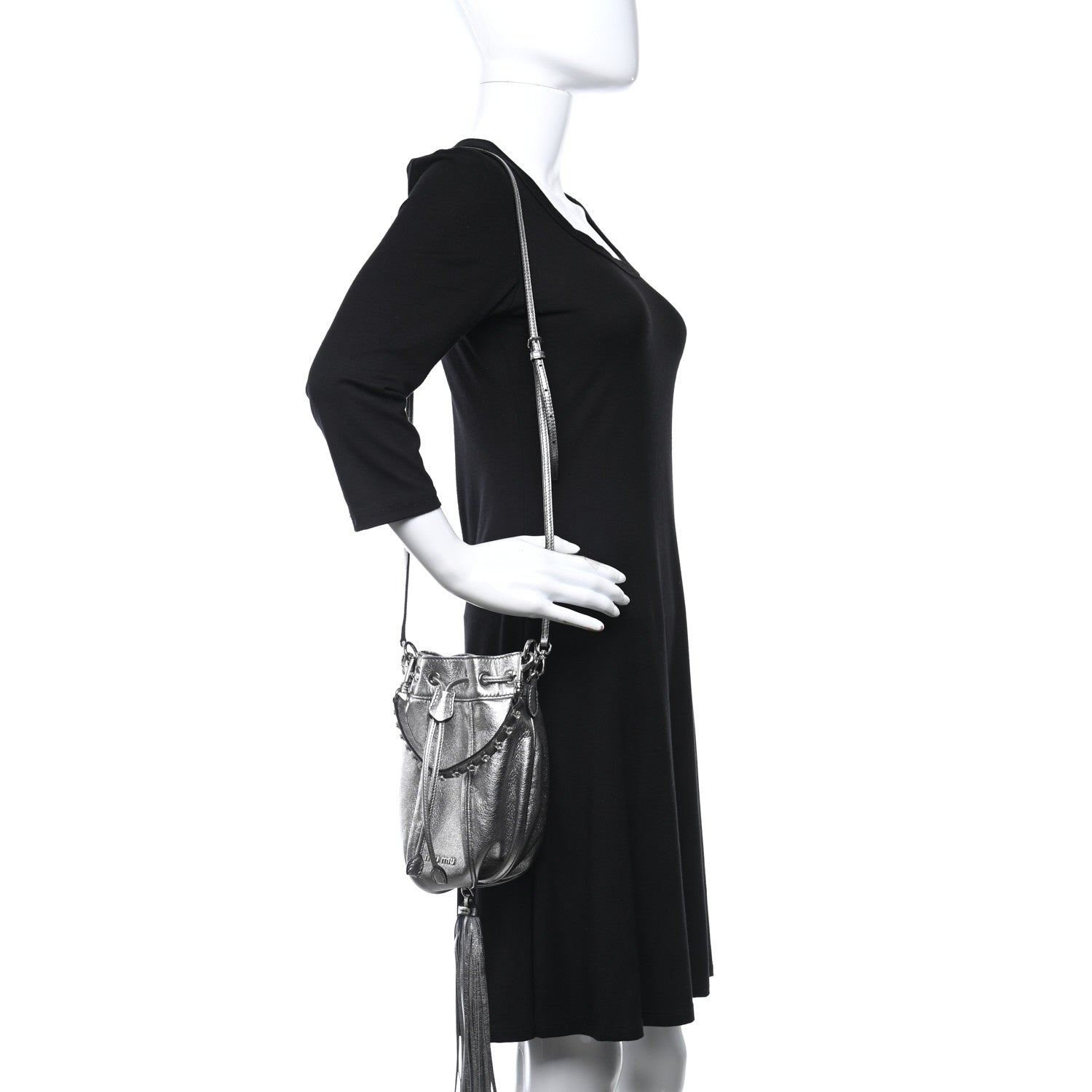 Miu Miu Metallic Nappa Tassel Bandoliera Cromo 2 of 8