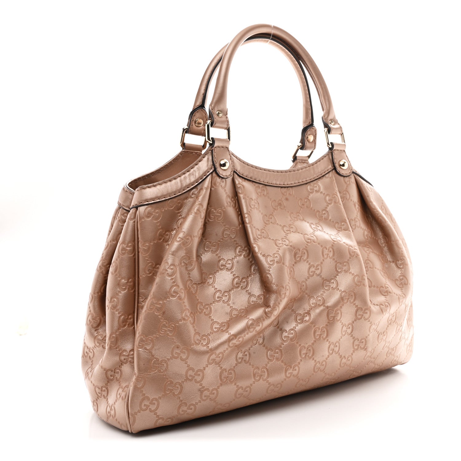 Gucci Metallic Guccissima Medium Sukey Tote Dusty Rose 3 of 13