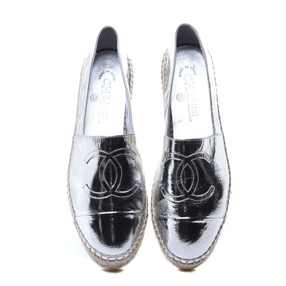 Chanel Laminated Goatskin CC Espadrilles 38 Silver 5 of 10
