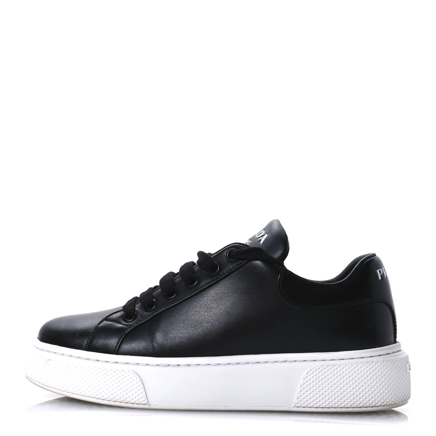 Prada Vitello Soft Womens Low Top Sneakers 35 Black 1 of 8