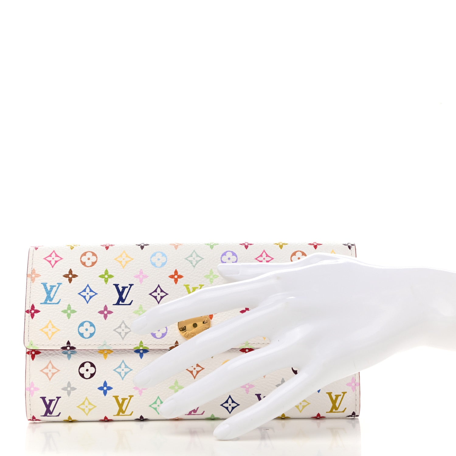 Louis Vuitton Monogram Multicolor Sarah Wallet White Litchi 2 of 8