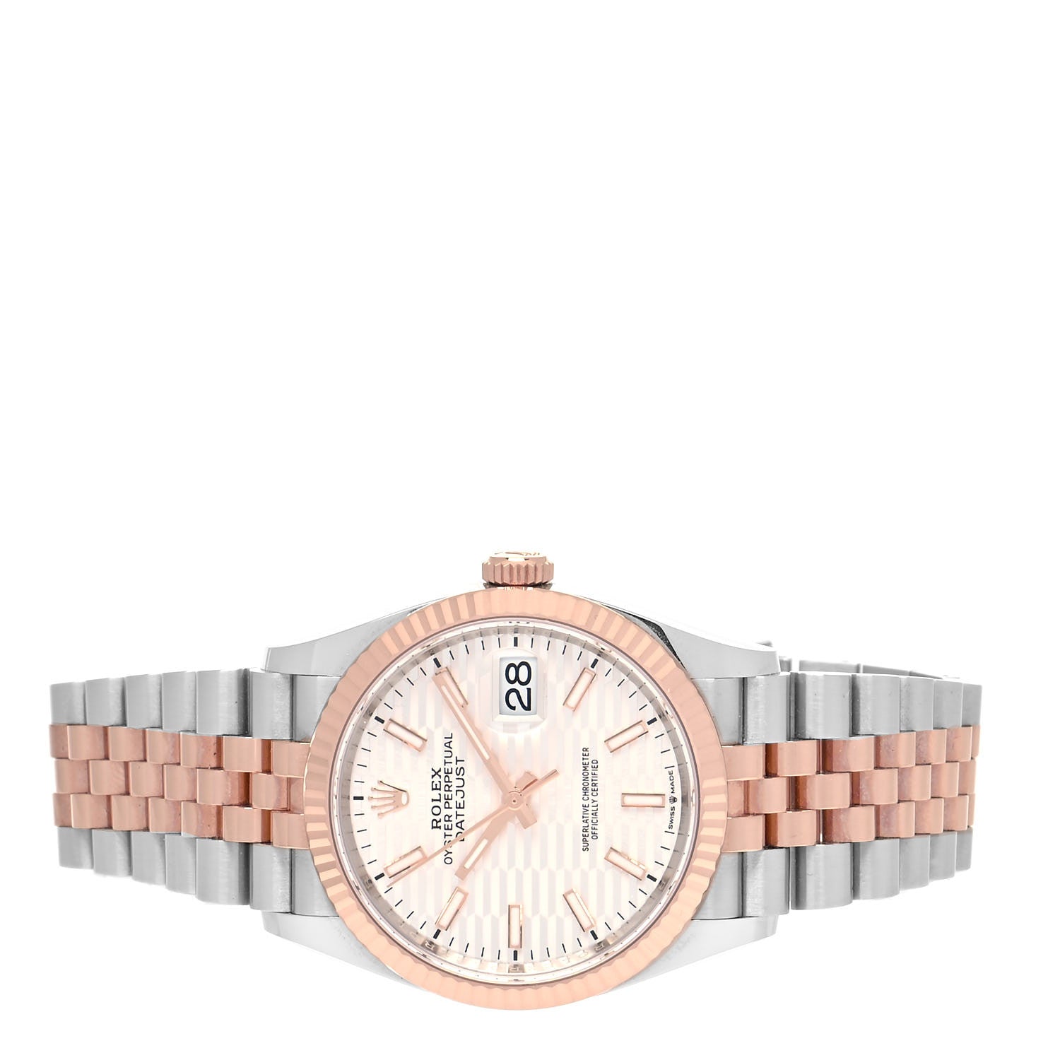 Rolex Stainless Steel 18K Everose Gold 36mm Oyster Perpetual Datejust Watch Silver Fluted 126231 3 of 6